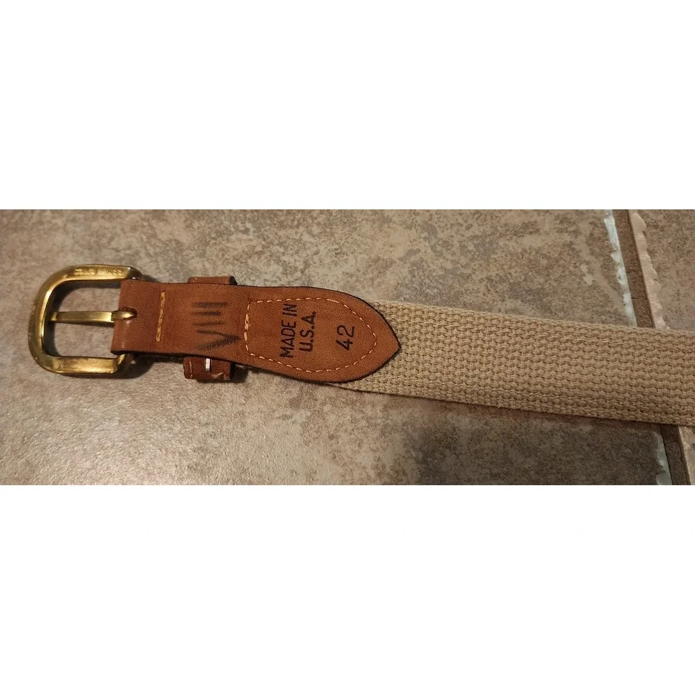 Zep-Pro Mens Fishing Belt Brown Leather Canvas Embroidered Snook Size 42 USA